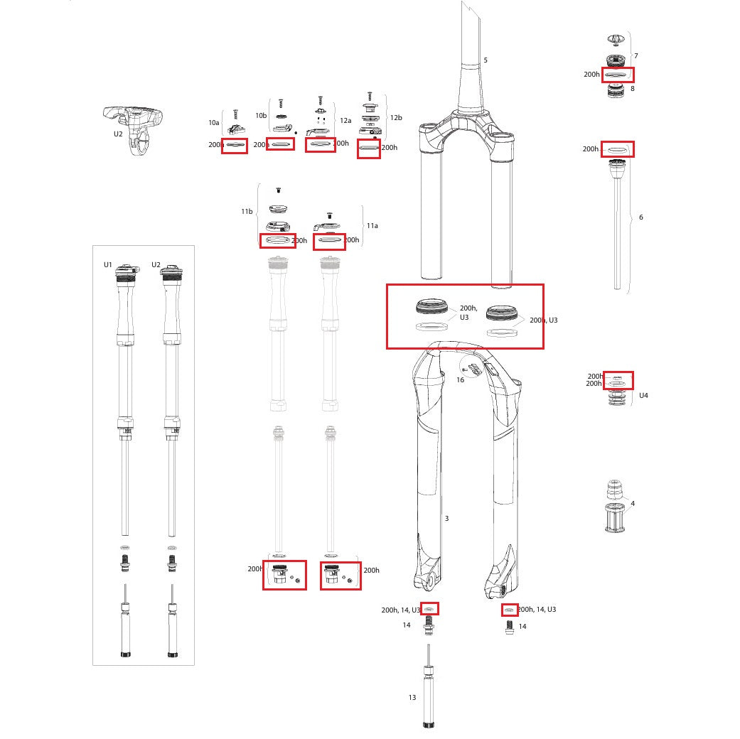 Huoltosarja 200 tuntia / 1 vuosi ROCKSHOX SID SL (32MM) RL/RLC/XX/SELECT/SELECT+/ULT (2017-2020) GEN-B