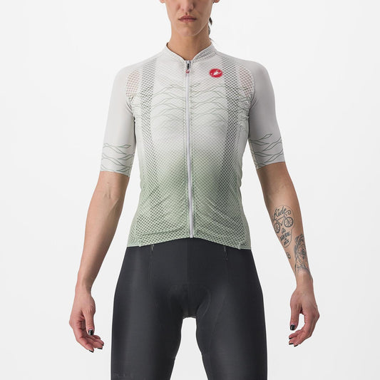 CASTELLI CLIMBER'S 2.0 W Naisten lyhythihainen trikoo harmaa/vihreä