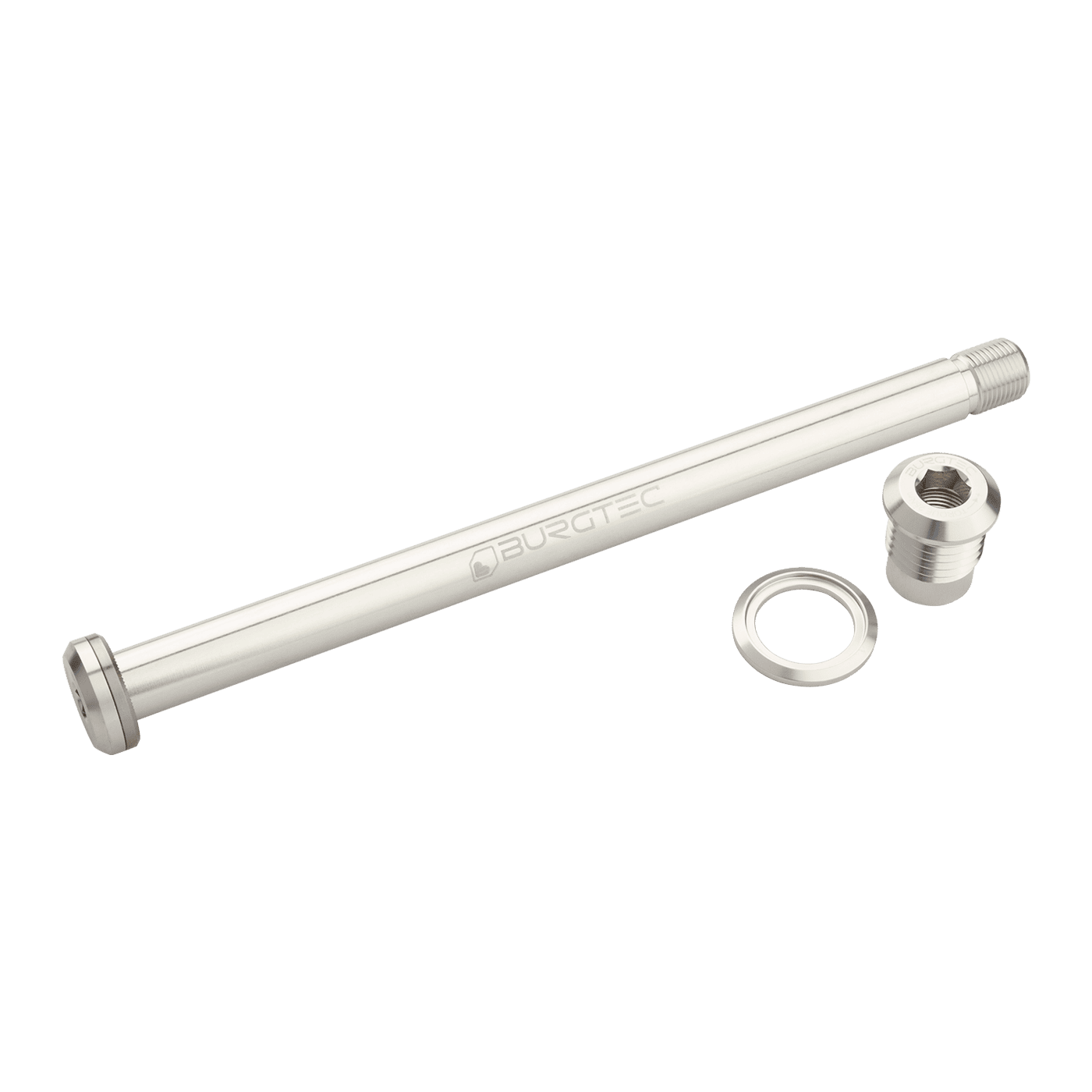 BURGTEC takapyörän akseli 174mm Yeti runkoon Hopea