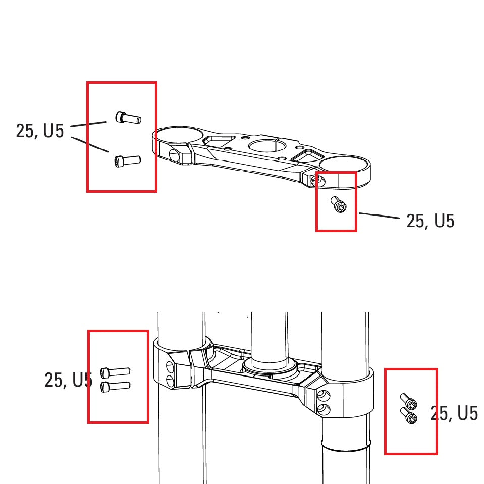 Ruuvisarja ROCKSHOX BOXXER D1 haarukan kruunuun (2024+)