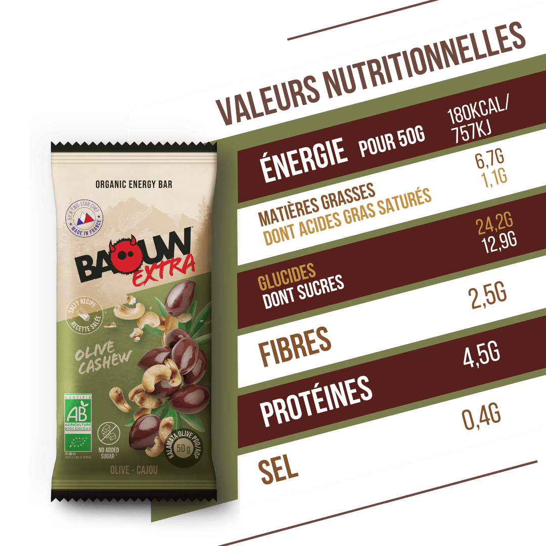 BAOUW ORGANIC EXTRA Suolattu oliivi-cashew energiapatukka (50g)