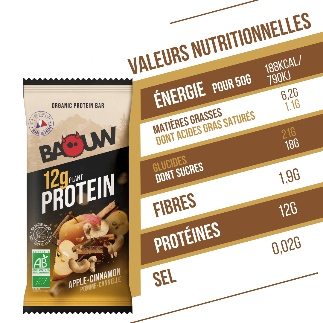 BAOUW ORGANIC EXTRA Omena/Kaneli proteiinipatukka (50g)