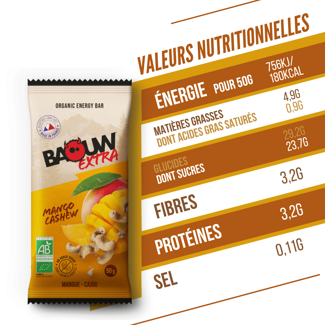 BAOUW ORGANIC EXTRA Mango Cashew energiapatukka (50g)