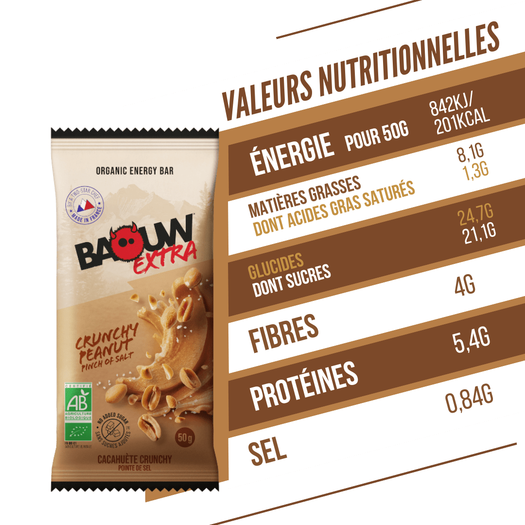 BAOUW ORGANIC EXTRA rapea maapähkinä energiapatukka (50g)
