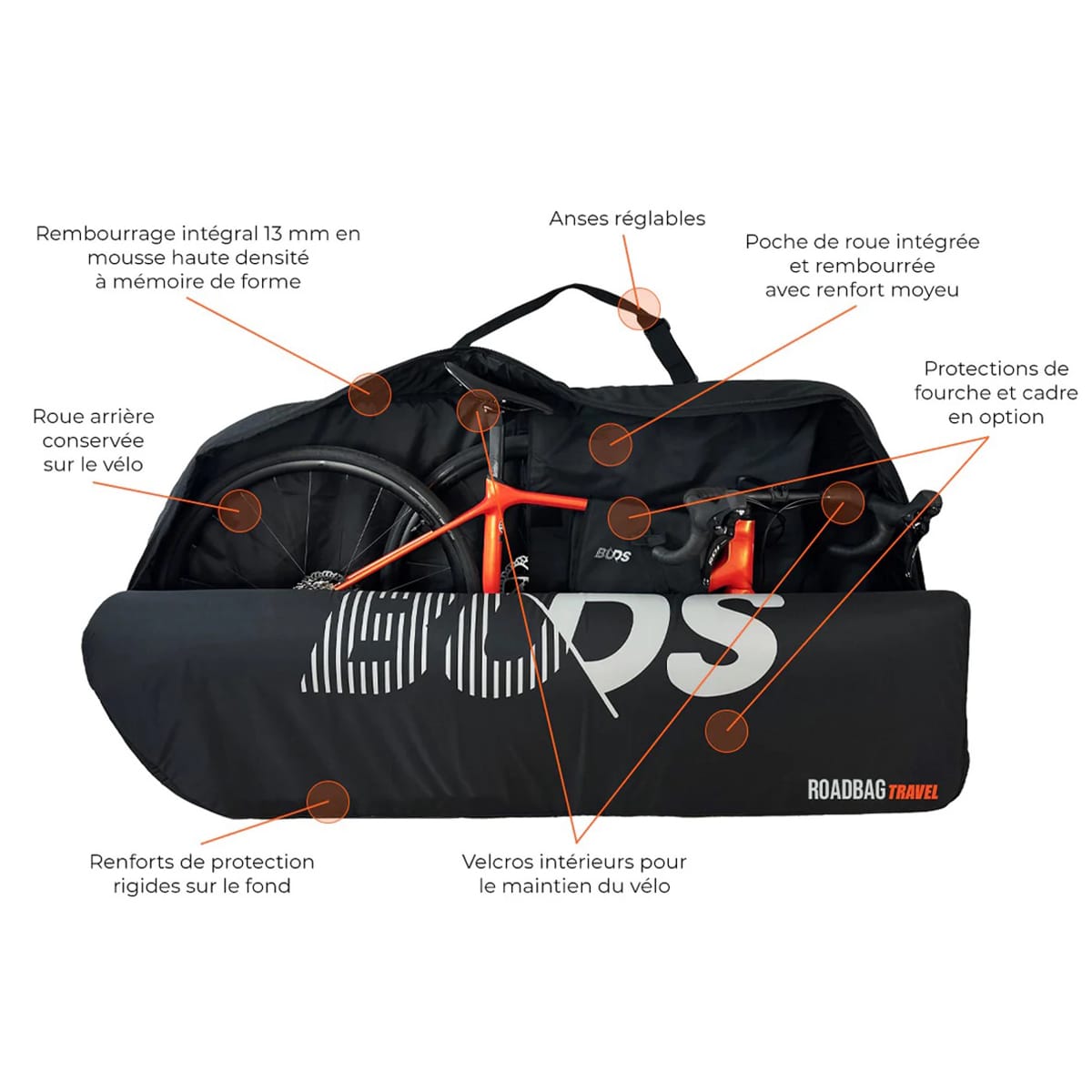 BUDS ROADBAG TRAVEL maantiepyörän suojus (Special Plane) Musta