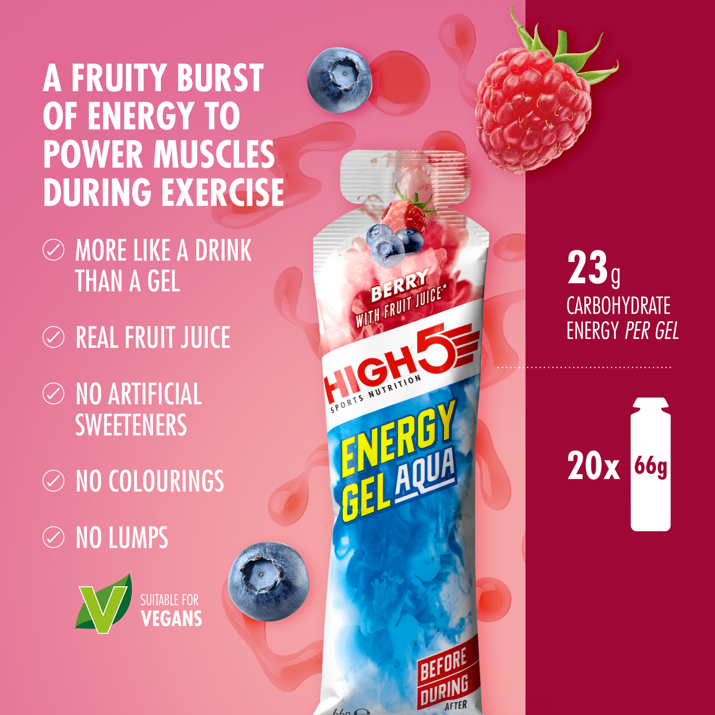 HIGH5 ENERGY GEL Aqua (66g) Punaiset hedelmät