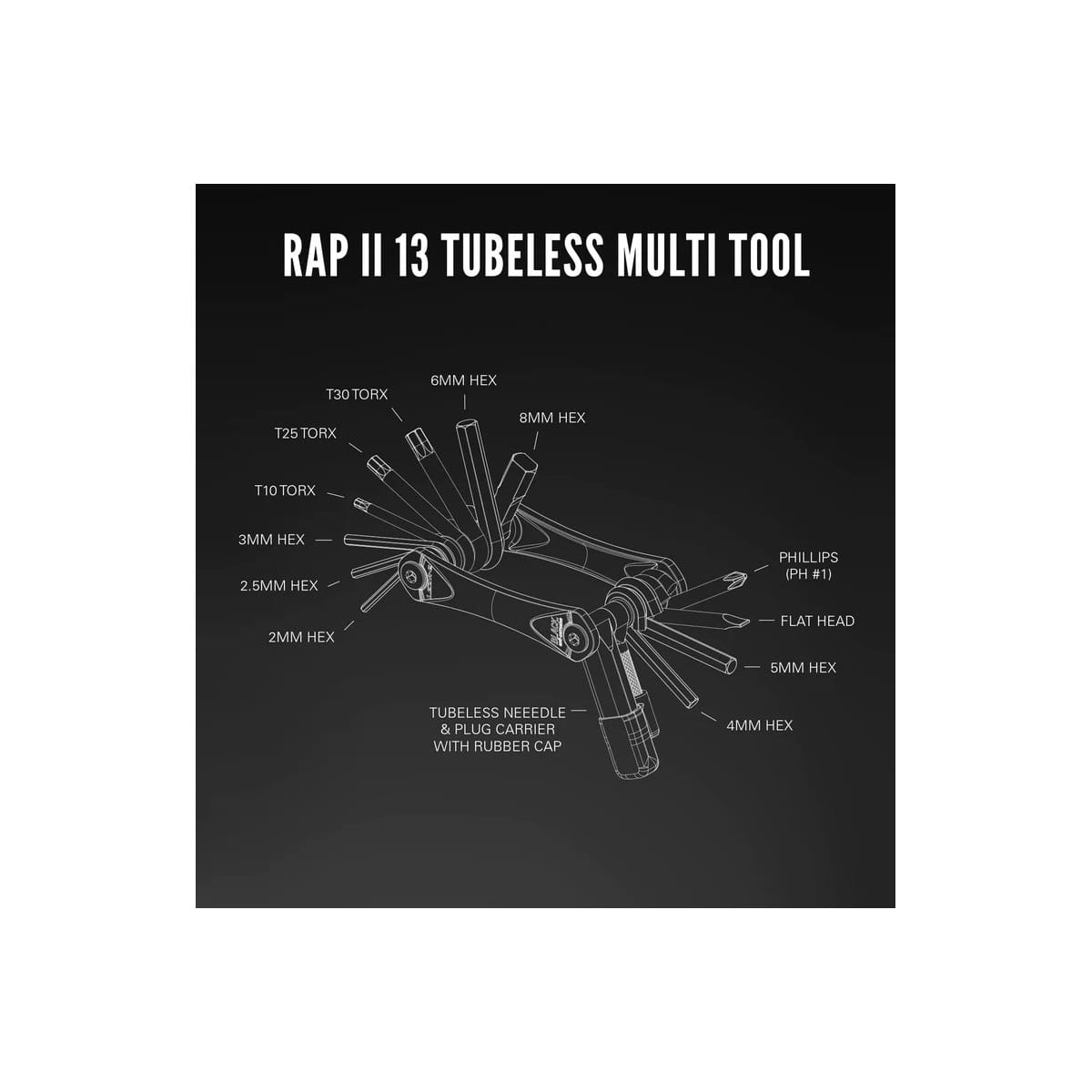 LEZYNE RAP II Monitoimityökalu - Tubeless (13 työkalua)