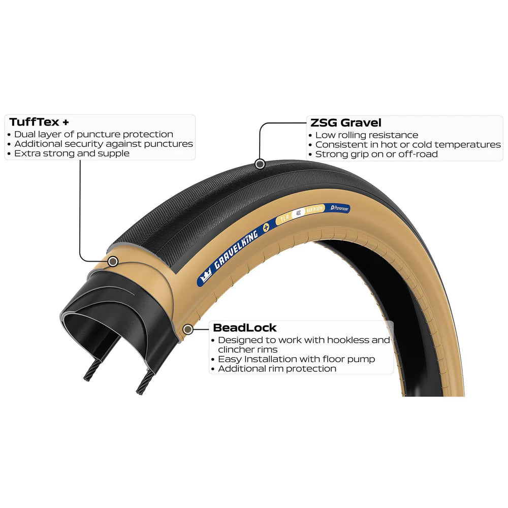 PANARACER GRAVELKING SLICK+ TLR 700x30c Tubeless Ready Beige rengas