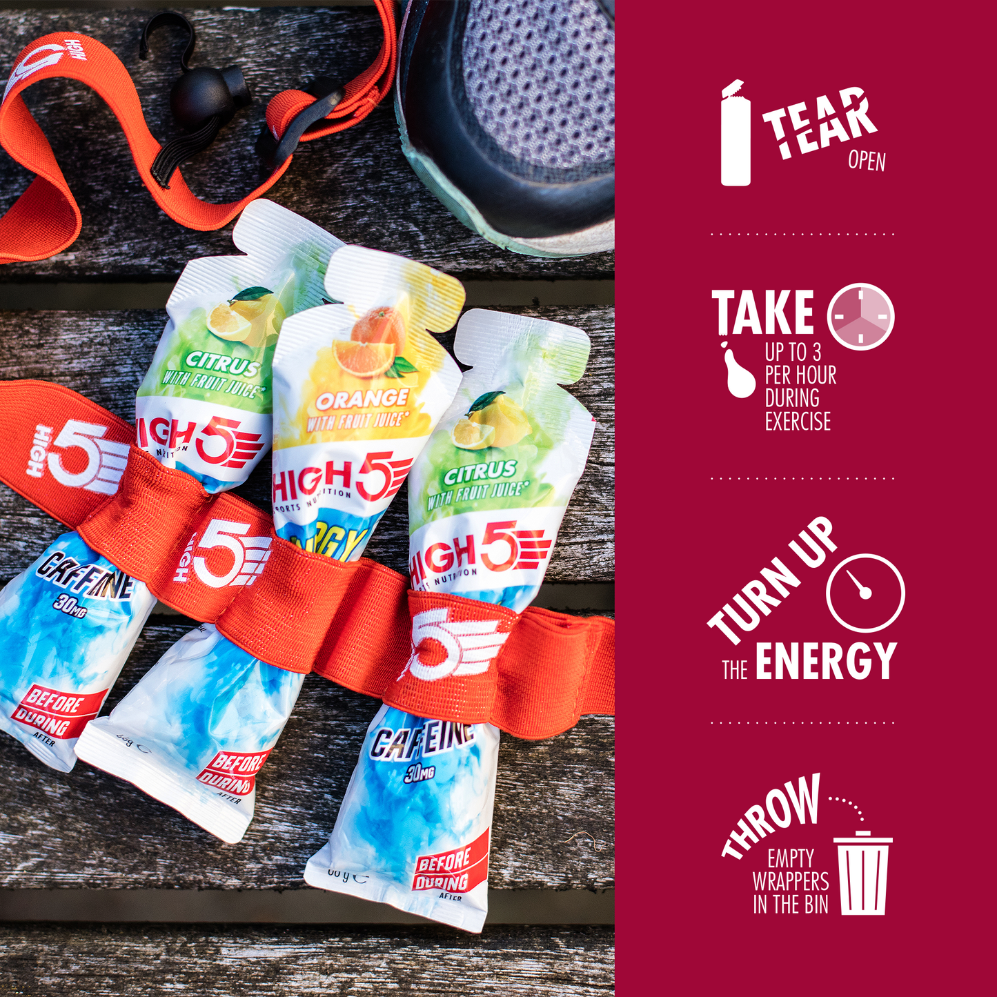 HIGH5 ENERGY GEL Aqua (66g) Punaiset hedelmät