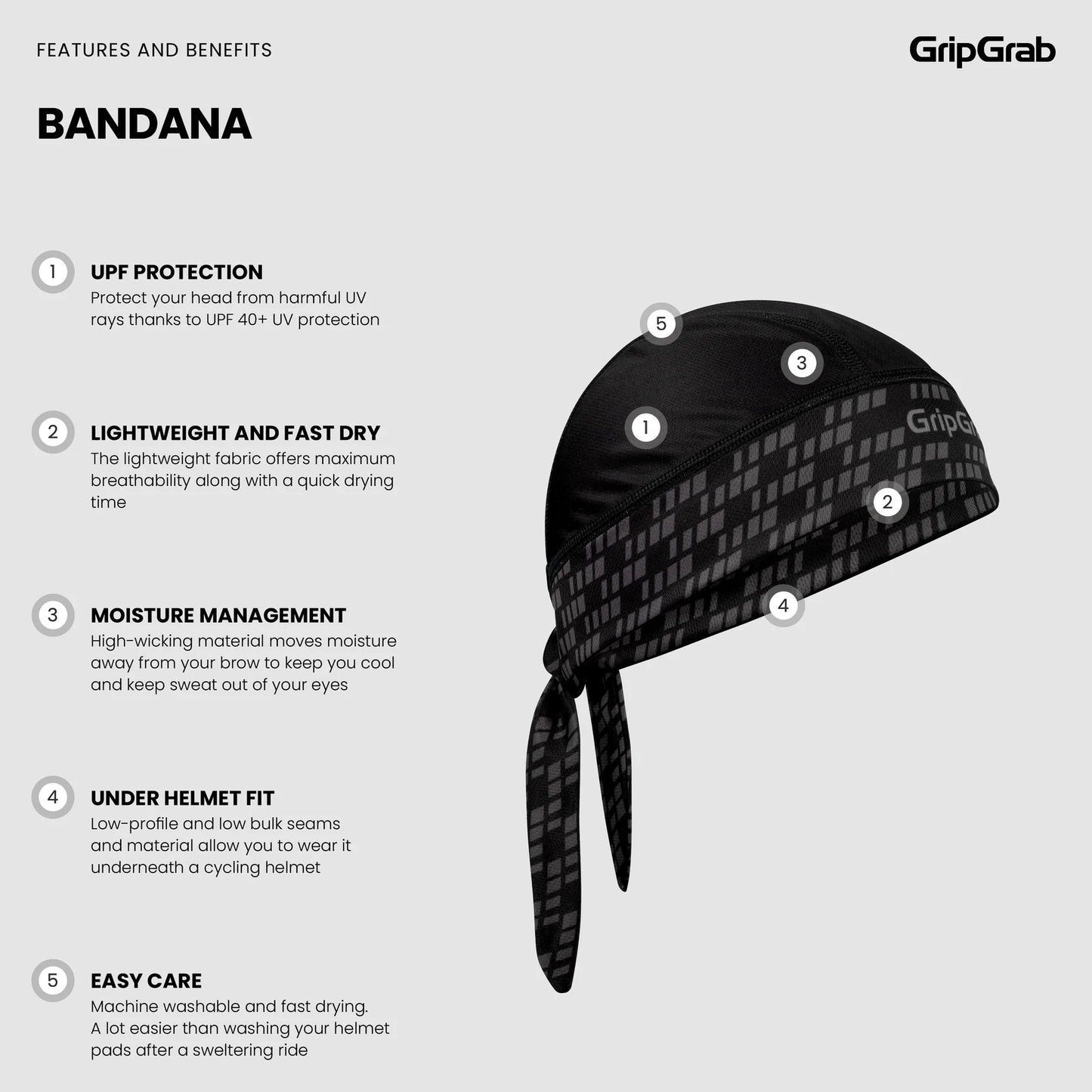 GRIPGRAB-bandana, musta