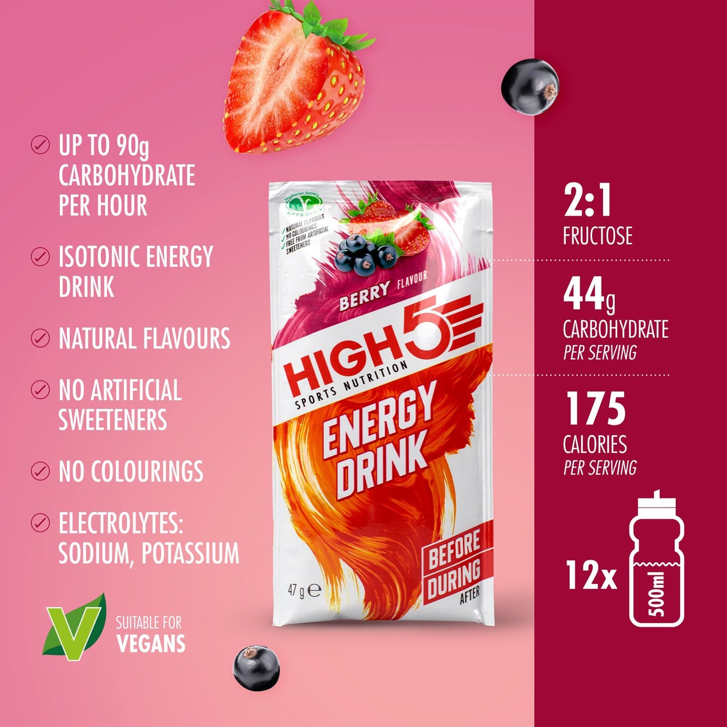 Energiajuoma HIGH5 ENERGIAJUOMA (47g) Punaiset hedelmät