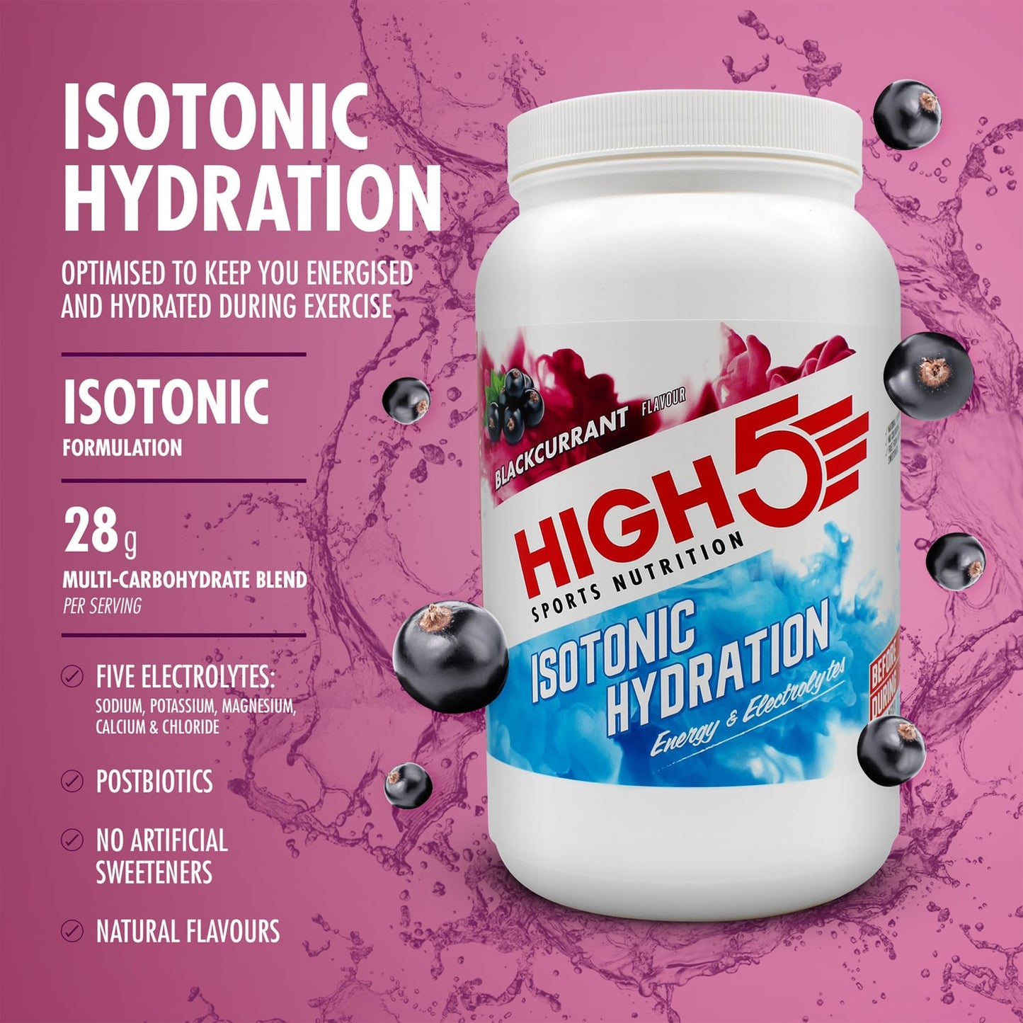 Energiajuoma HIGH5 ISOTONIC (1.23kg) Mustaherukka)