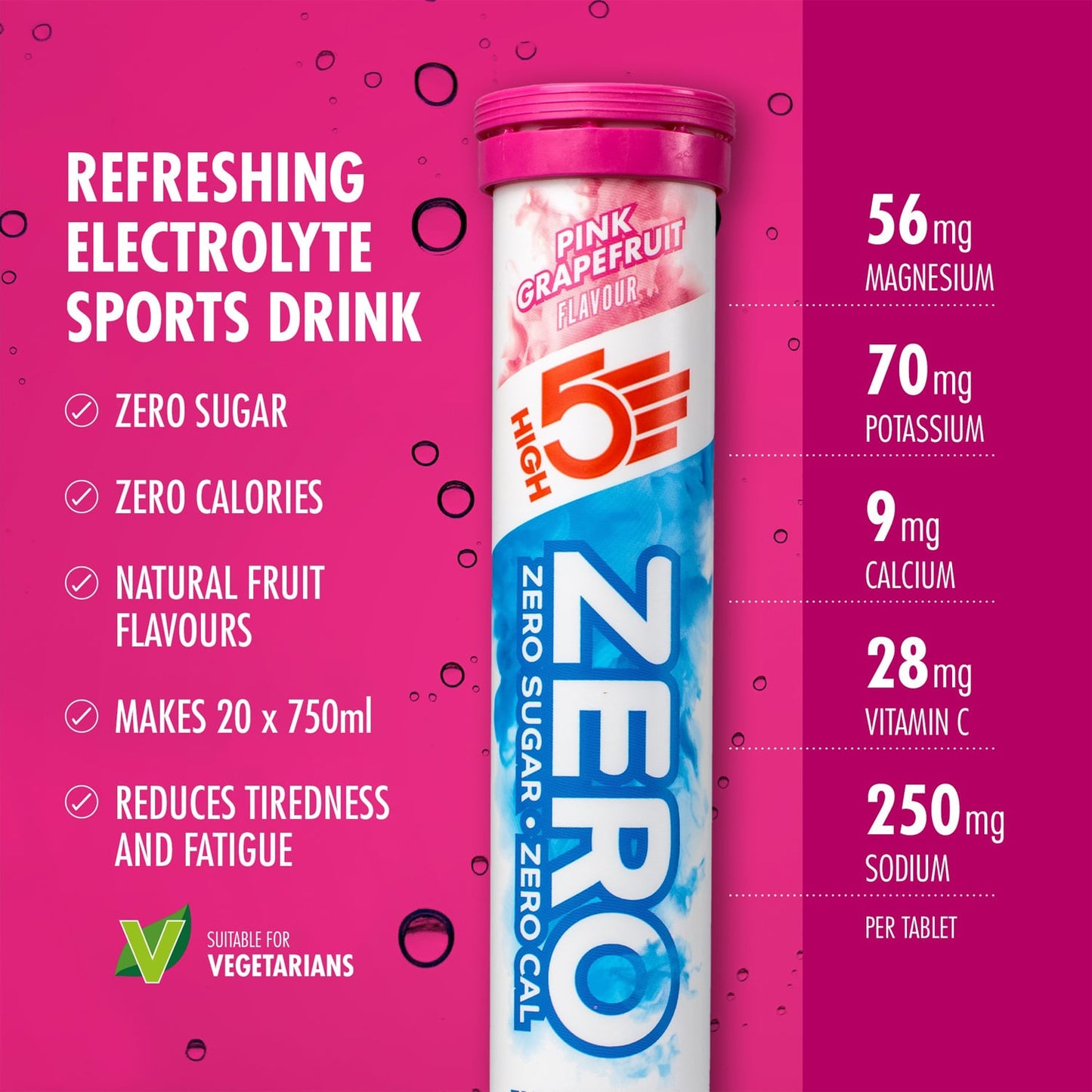 Elektrolyytti nesteytystabletit HIGH5 ZERO (x20) Grapefruit (x20)