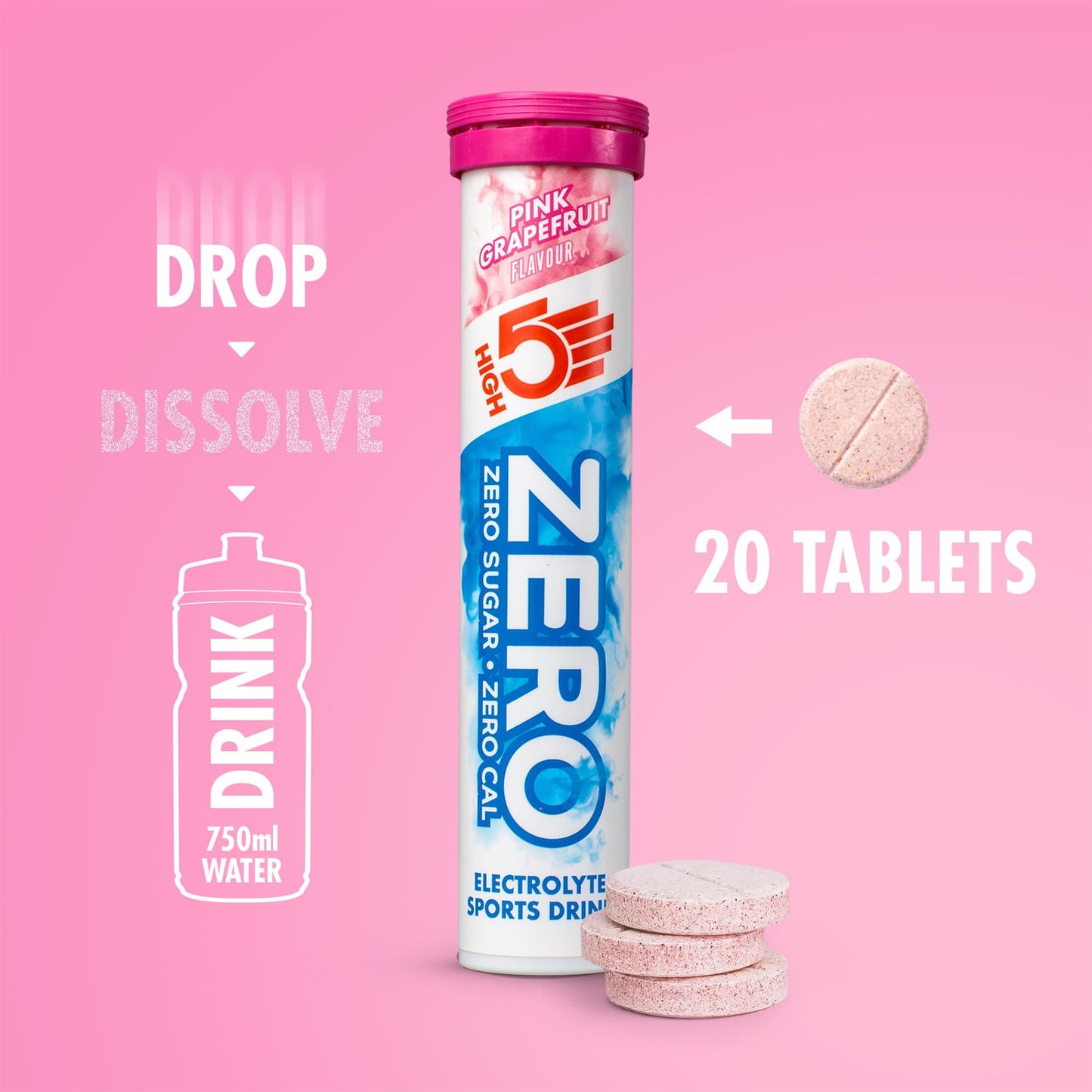 Elektrolyytti nesteytystabletit HIGH5 ZERO (x20) Grapefruit (x20)