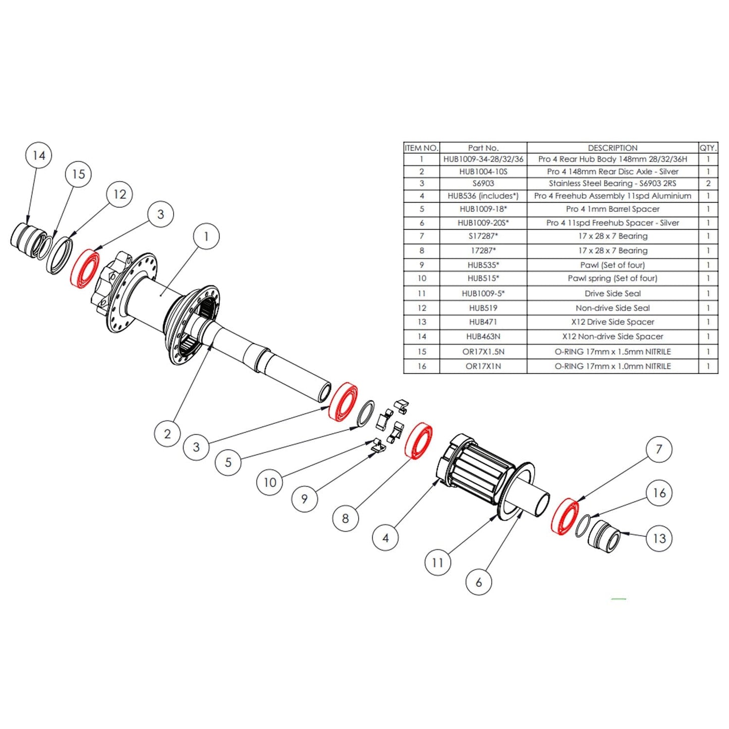 Laakerisarja HOPE PRO4 takanavalle #HUB3P4R