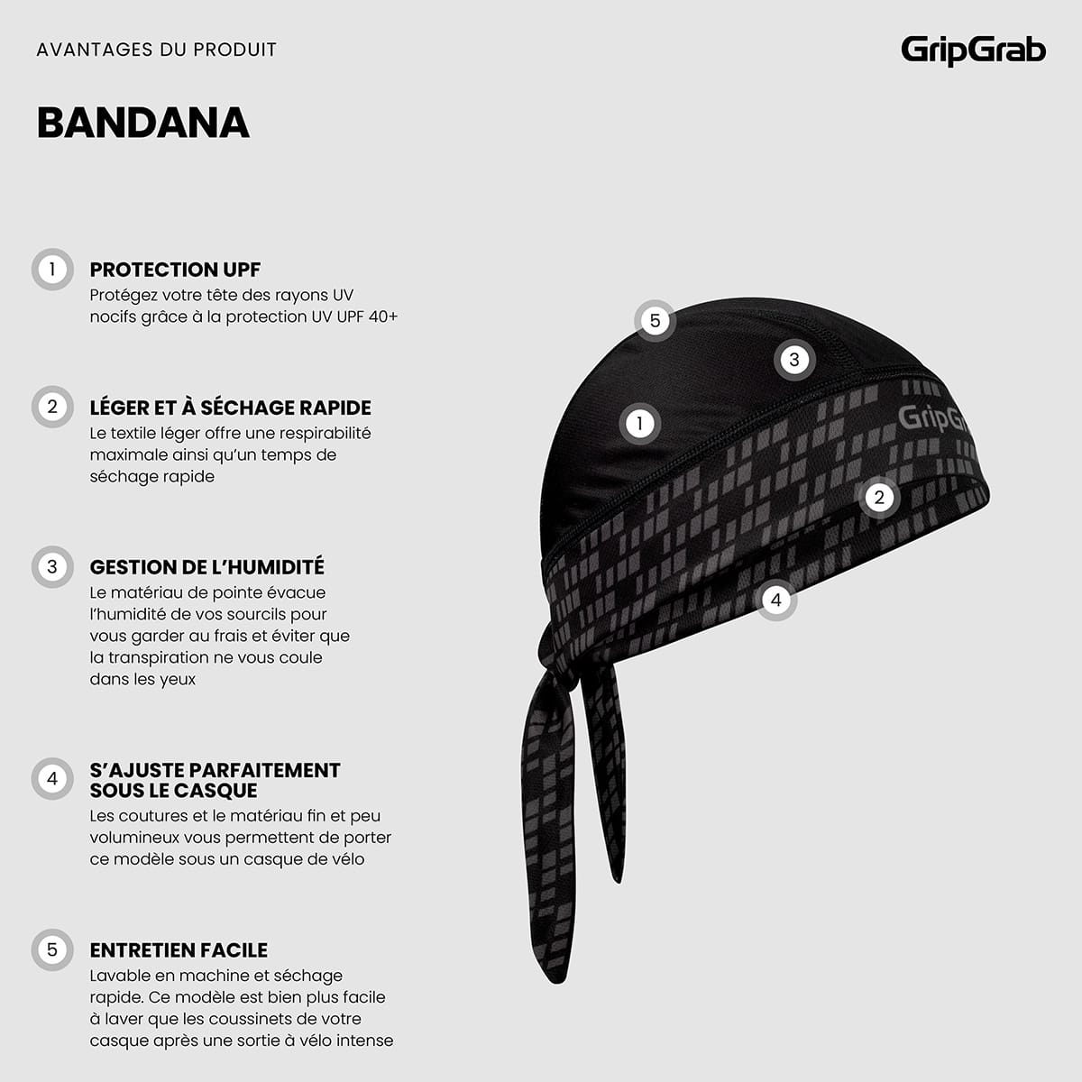 Bandana GRIPGRAB Musta