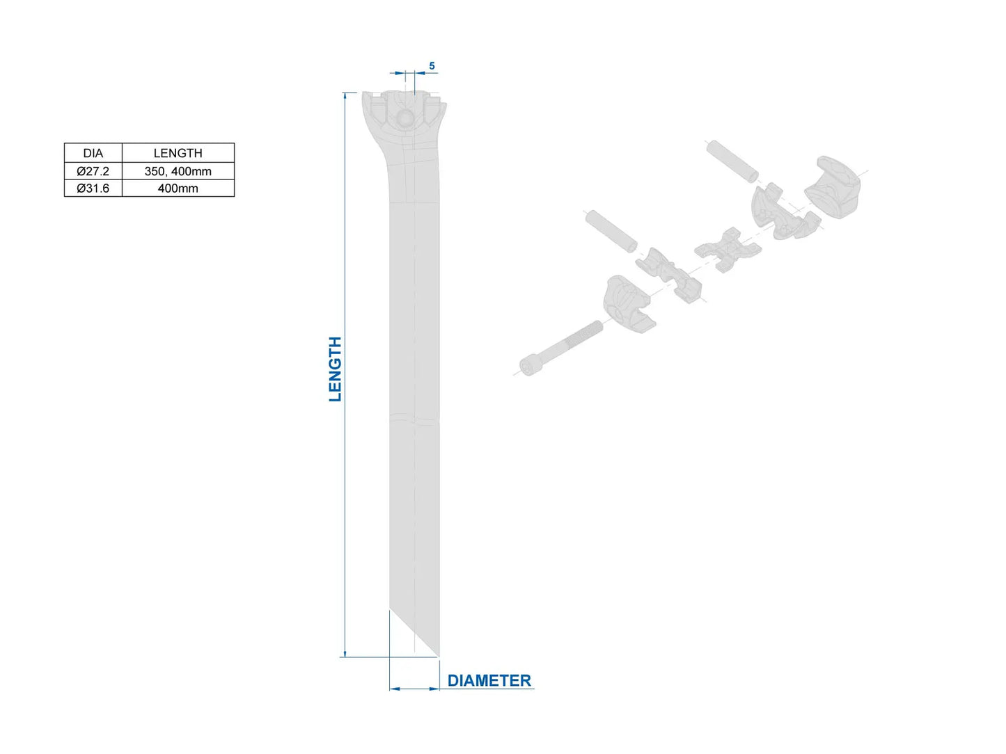 Satulatolppa RITCHEY SUPERLOGIC ONE-BOLT Setback 5mm