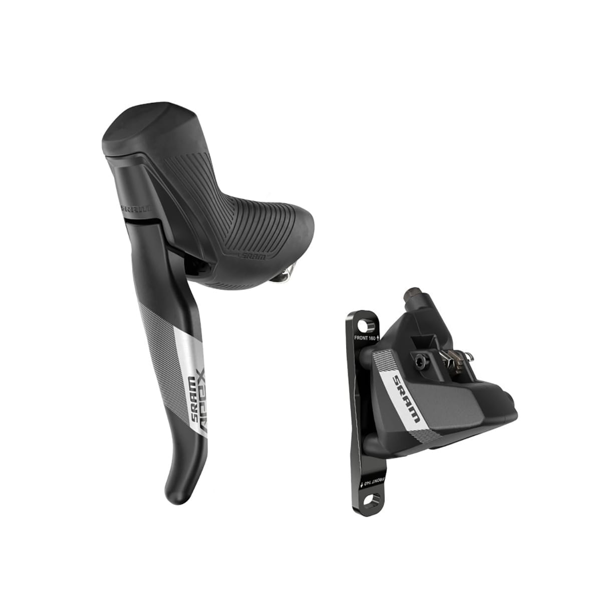 Pari SRAM APEX D1 HRD 1x12 Flat Mount Discless-vipuja ja -satuloita.