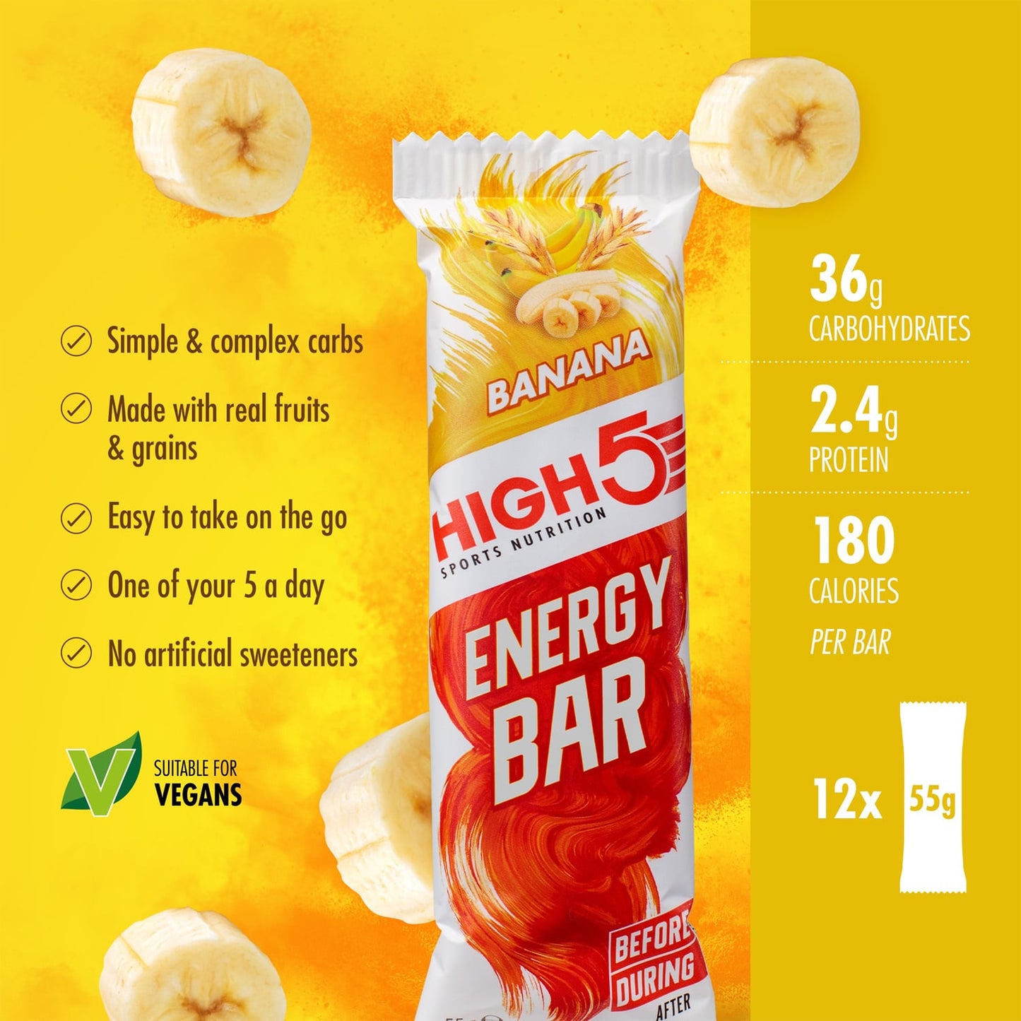 HIGH5 ENERGIAPATUKKA (55g) Banaani