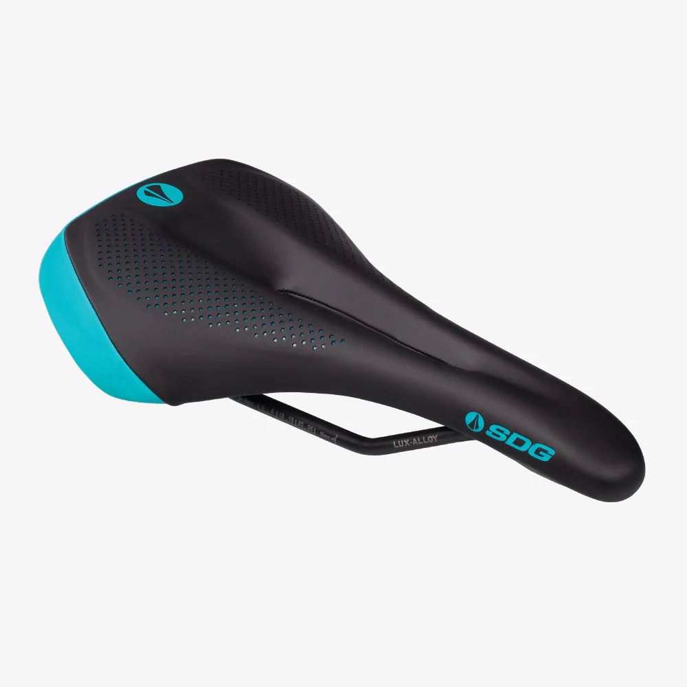 SDG ALLURE V2 Naisten satula-Lux Rails-Alloy Black/Turquoise (musta/turkoosi)