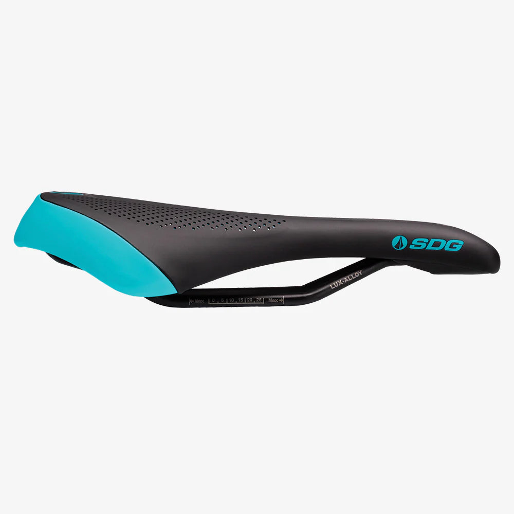 SDG ALLURE V2 Naisten satula-Lux Rails-Alloy Black/Turquoise (musta/turkoosi)