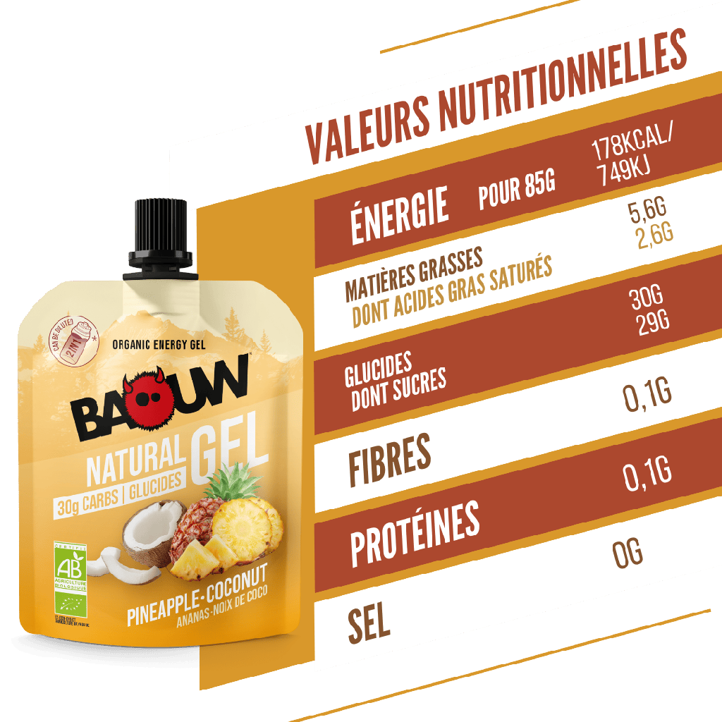 BAOUW Luomu Ananas/Kookos energia geeli (85g)