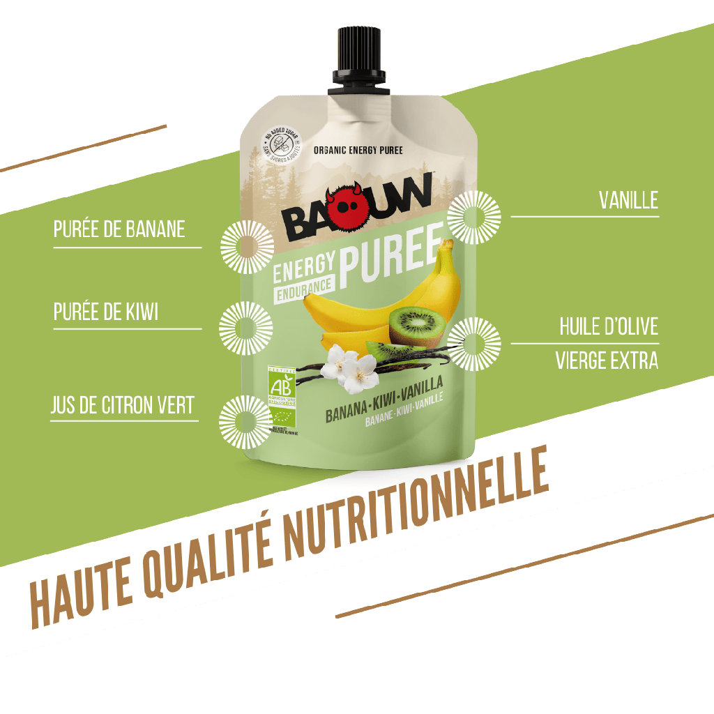 BAOUW Luomu Resepti Hedelmä Energia Sose Banaani/Kiwi/Vanilja (90g)