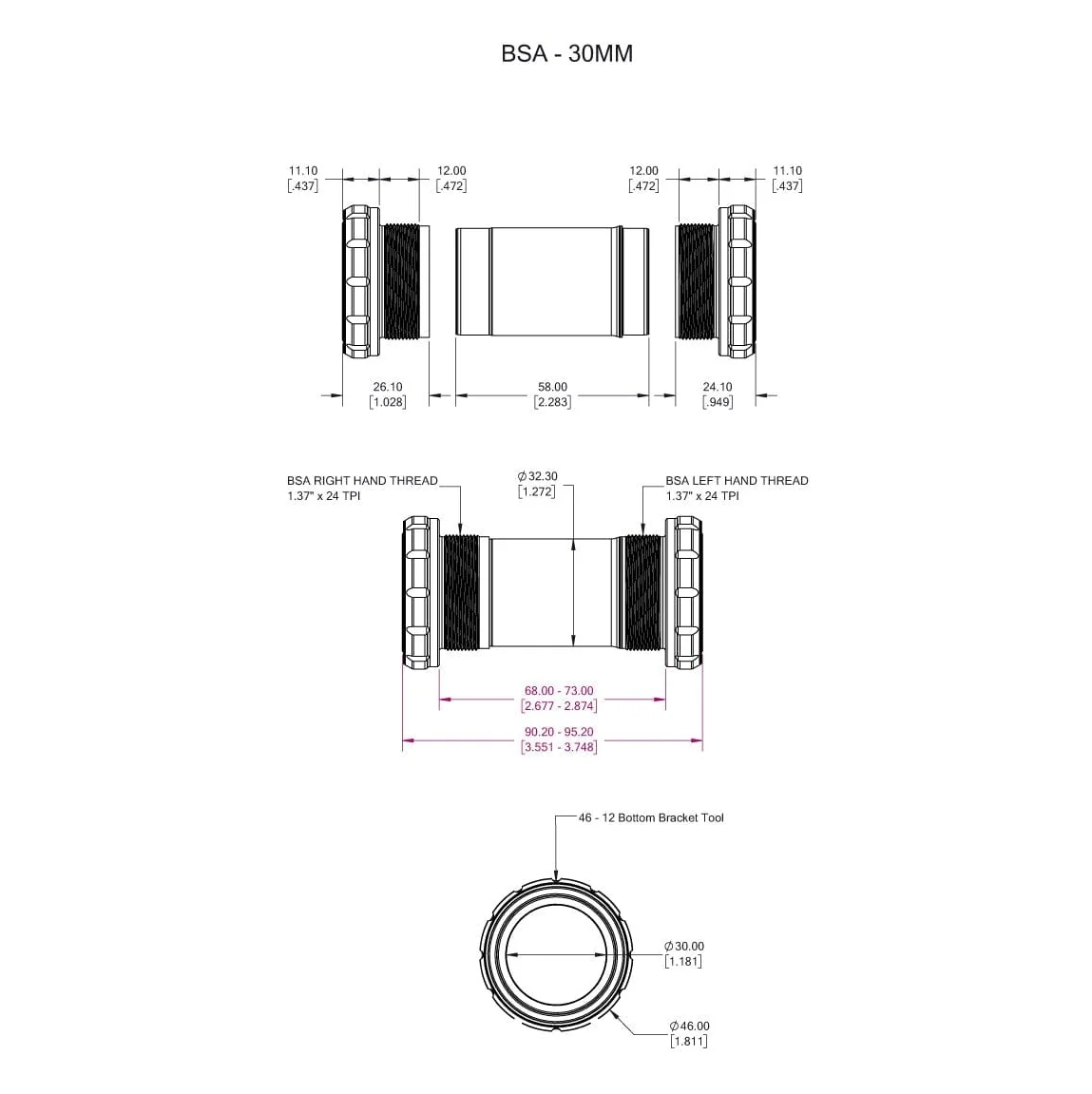WOLFTOOTH BSA 30mm musta kampiakseli