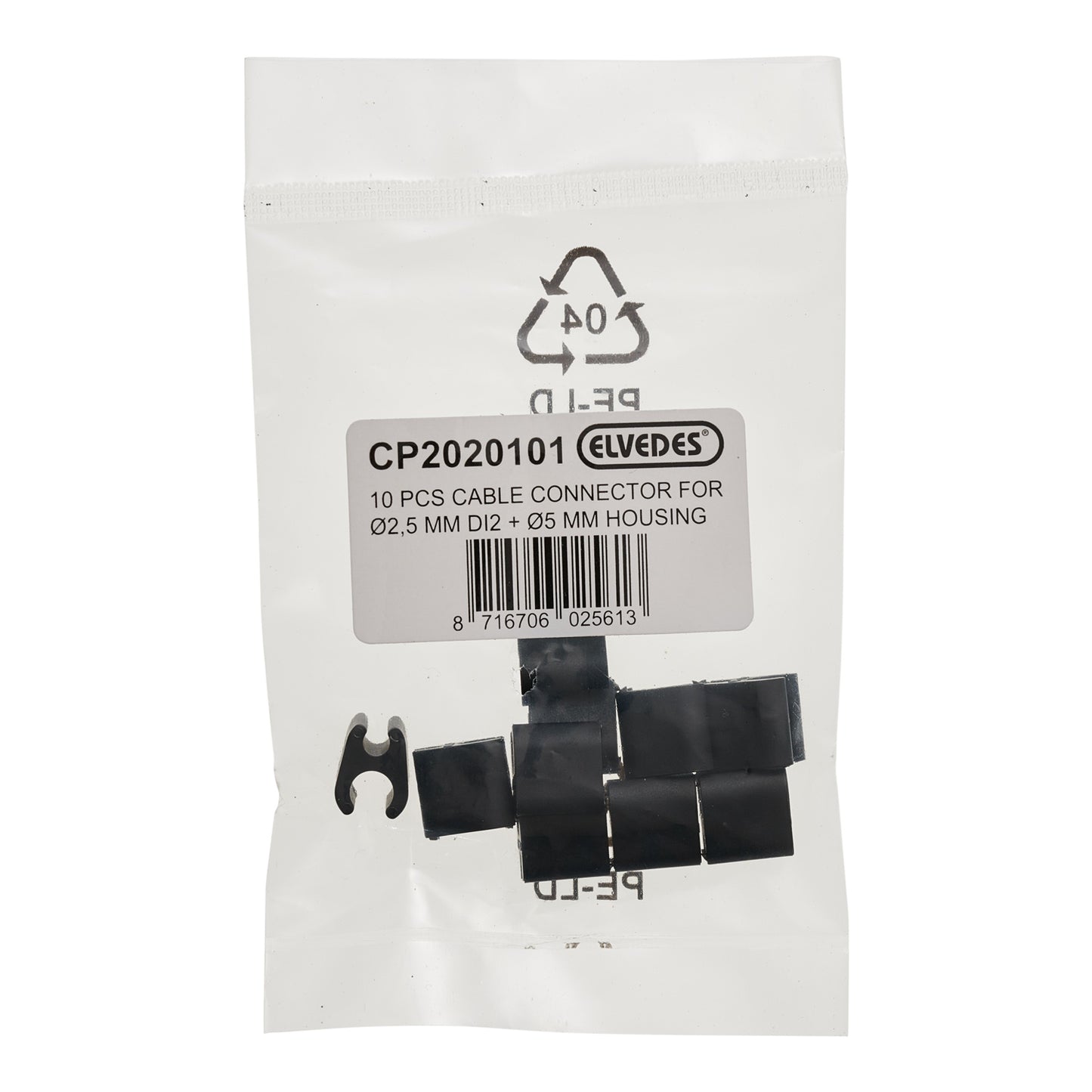 10 kpl ELVEDES-kaapeleiden klipsit Duo Musta 5mm/2.5mm DI2 -paketti