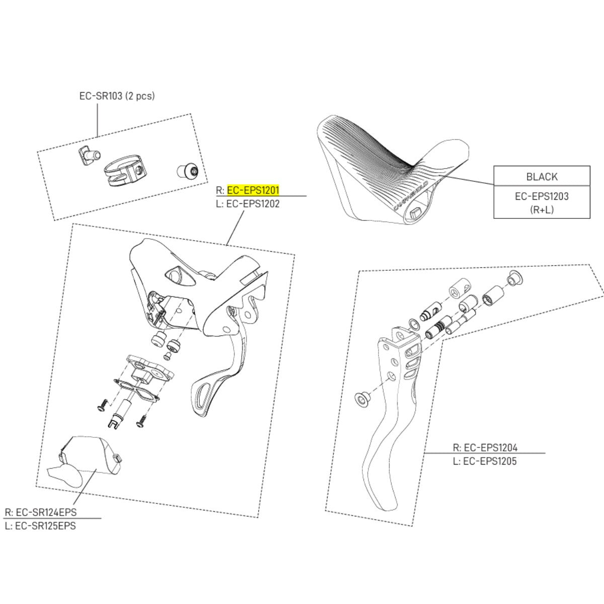 CAMPAGNOLO Oikeakätinen vipuvarsi ERGOPOWER SUPER RECORD EPS 12V vannejarrujen runko