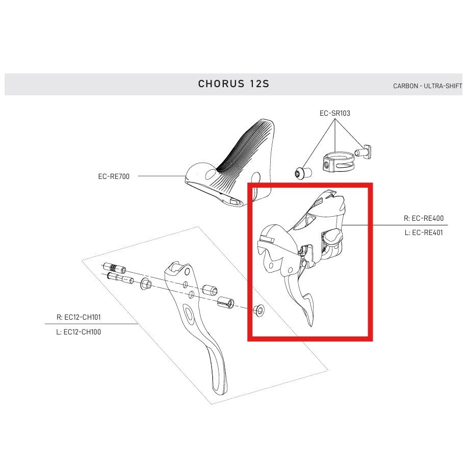 CAMPAGNOLO RECORD / CHORUS 12V 2019 Vasen vaihdelaatikko Runko Vannejarrut