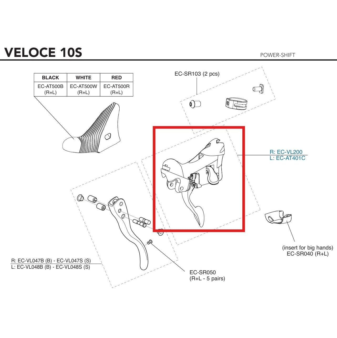 OIKEANPUOLEINEN INDEKSOINTILOHKO CAMPAGNOLO VELOCE POWER-SHIFT 10V 2015