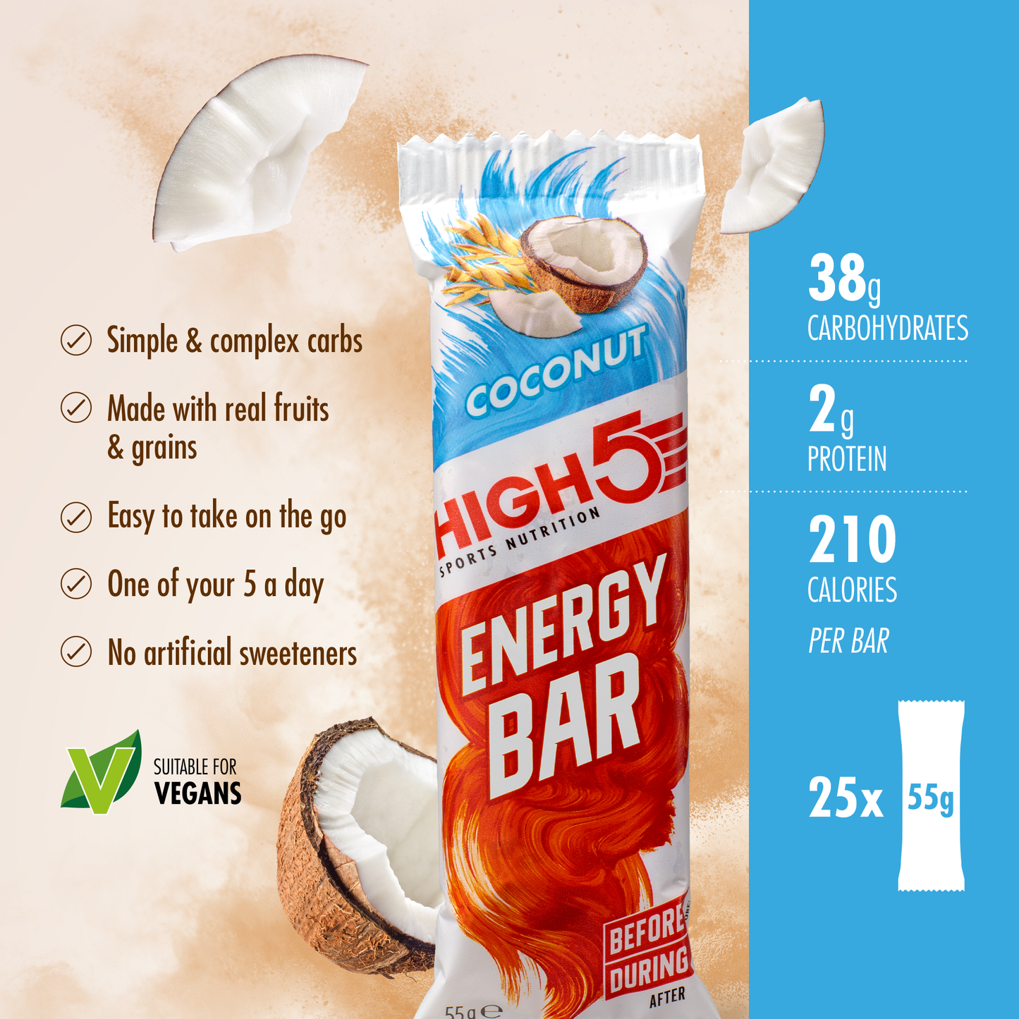 HIGH5 ENERGIAPATUKKA (55g) Kookospähkinä