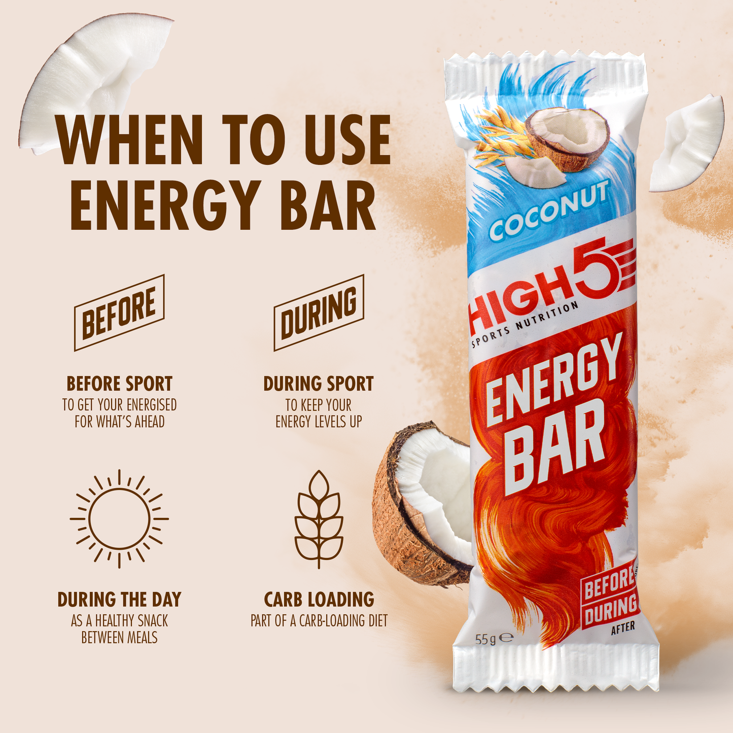 HIGH5 ENERGIAPATUKKA (55g) Kookospähkinä
