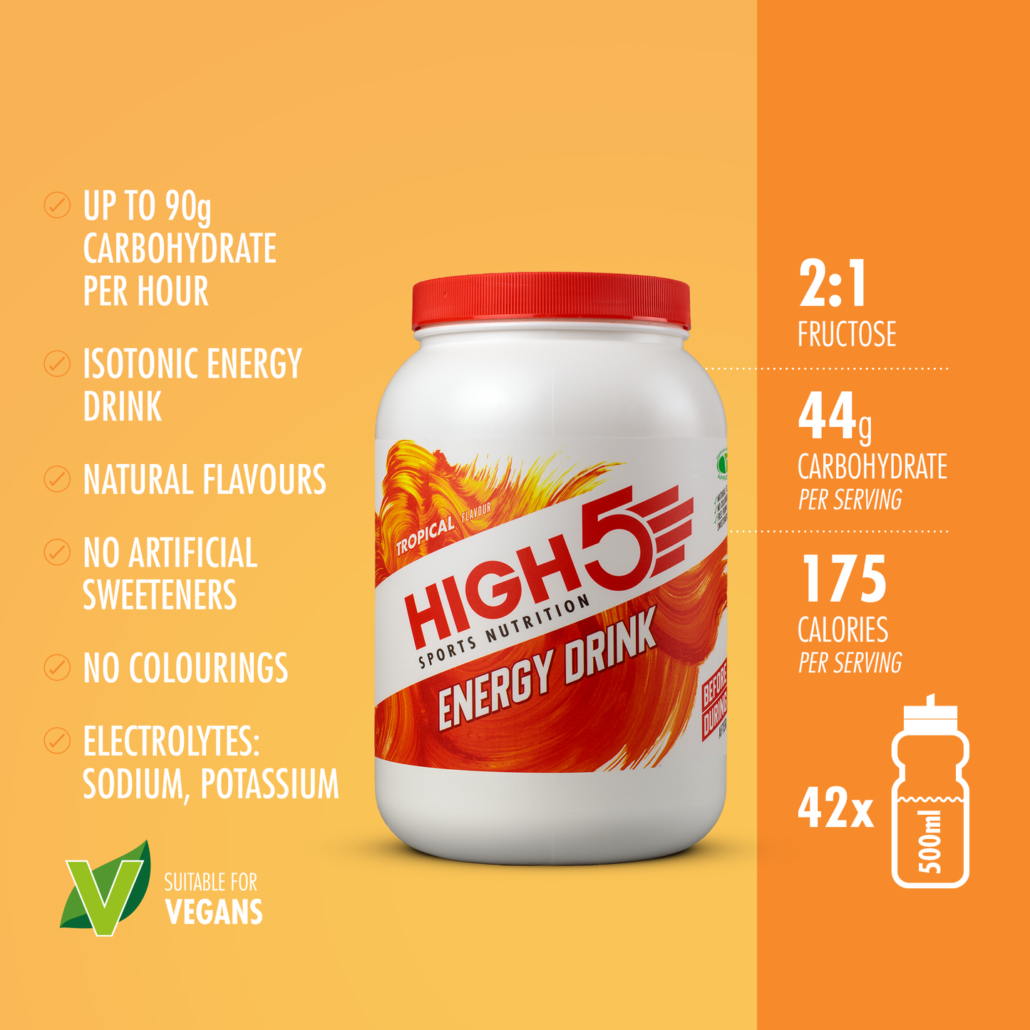 Energiajuoma HIGH5 ENERGIAJUOMA (2.2kg) Tropical (trooppinen)
