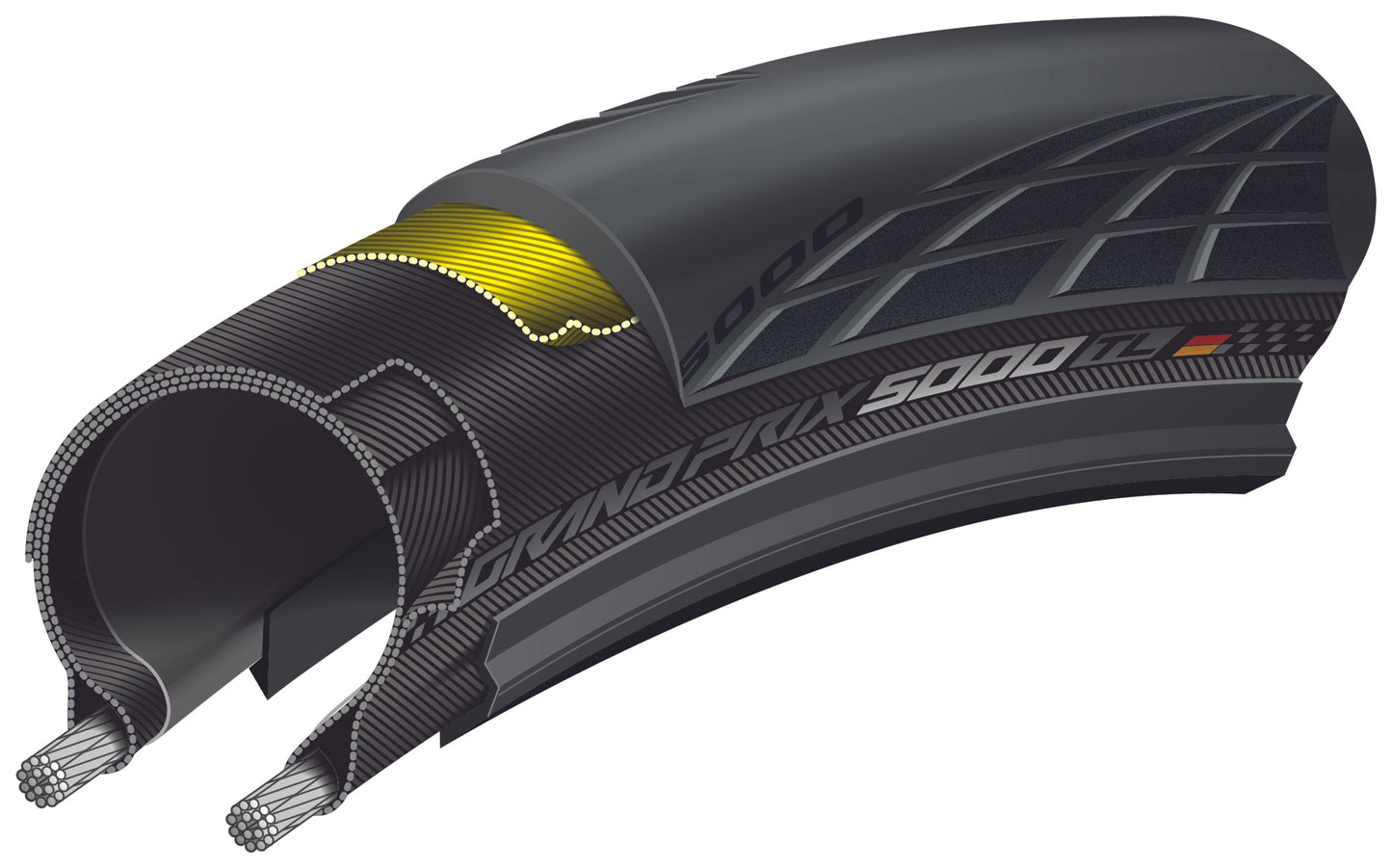 CONTINENTAL GRAND PRIX 5000 S TR 700c Tubeless Ready -rengas Musta