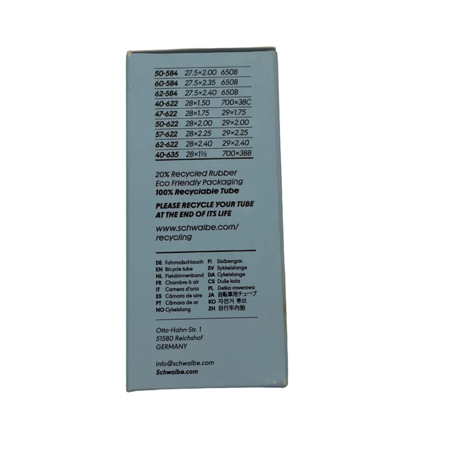 SCHWALBE EXTRA LIGHT SV 19L -ilmakammio 27,5x2,0/2,40 – 29x1,75/2,40 Presta 40 mm