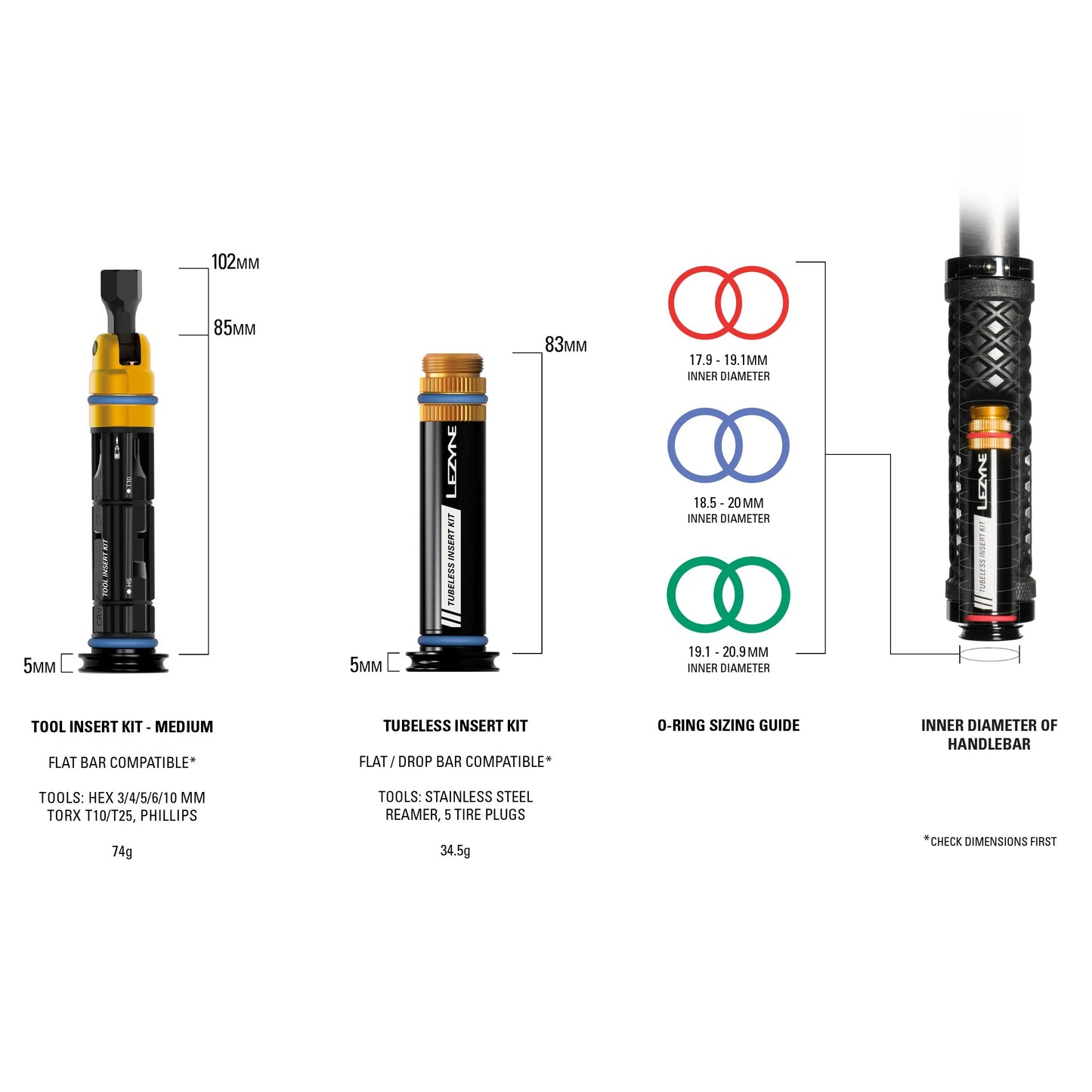Tubeless Repair Kit + Monitoimityökalu M Integroitu LEZYNE-ohjaustanko