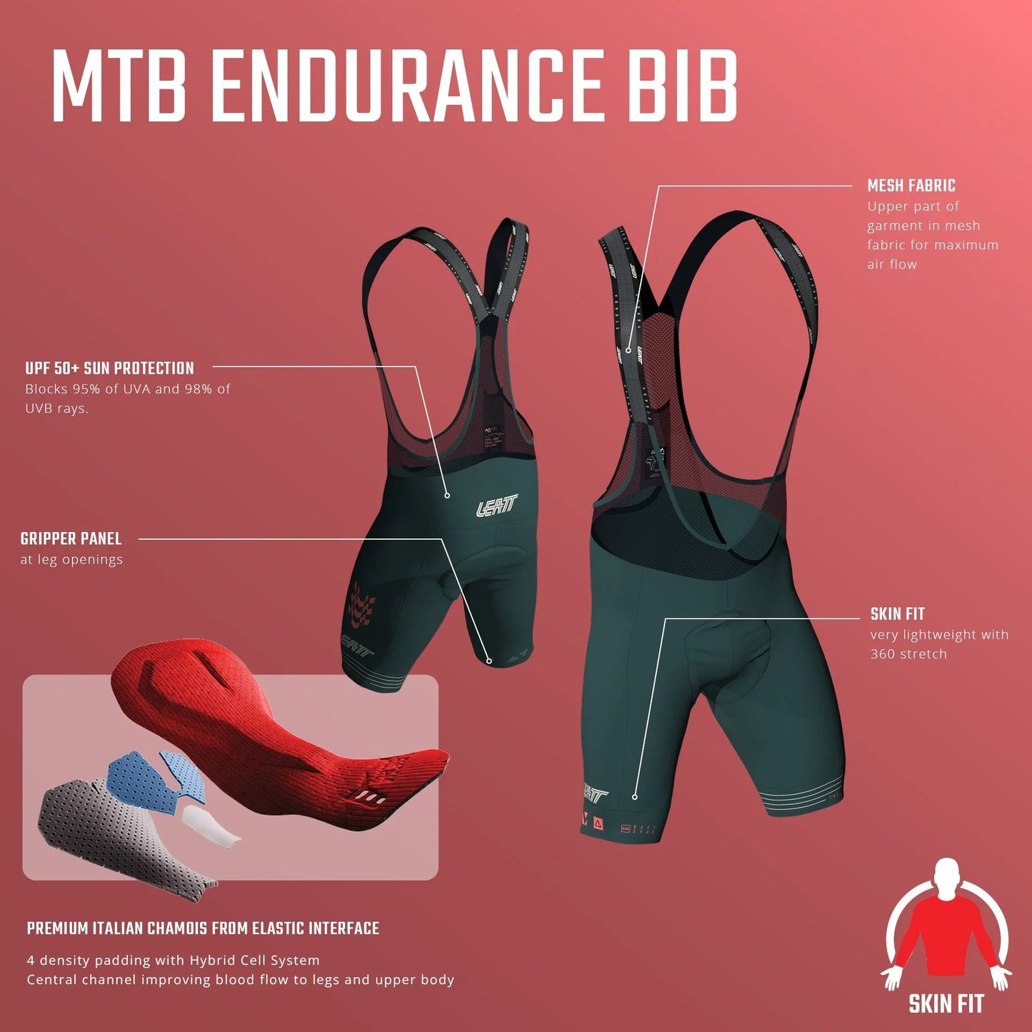 LEATT MTB ENDURANCE 6.0 RACING Bibshorts Musta