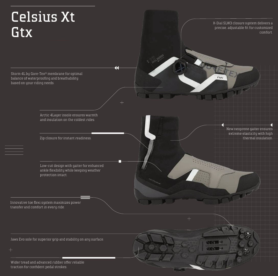 NORTHWAVE CELSIUS XT GTX WINTER MTB-kengät Musta/Harmaa
