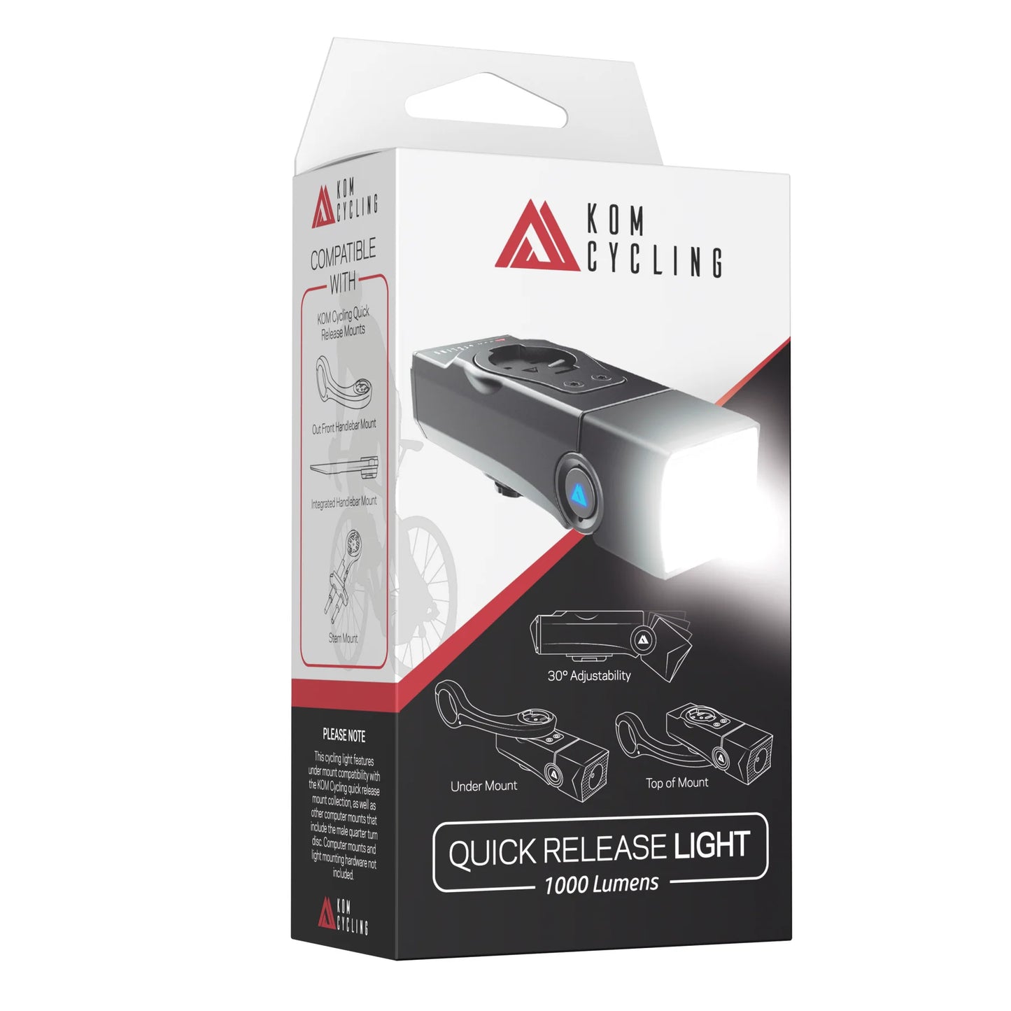 Etuvalaistus KOM CYCLING QUICK RELEASE LIGHT 1000