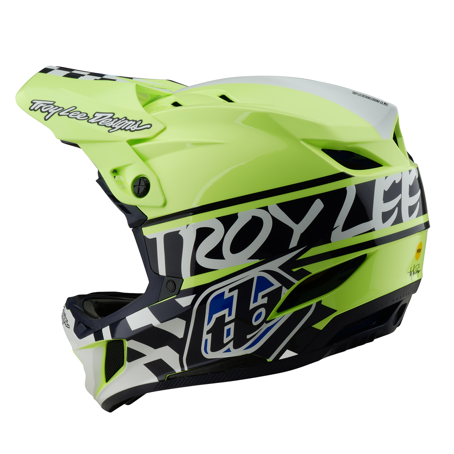 Troy Lee Designs D4 POLYACRYLITE MIPS FIFTY 50 MTB-kypärä Sininen/Keltainen