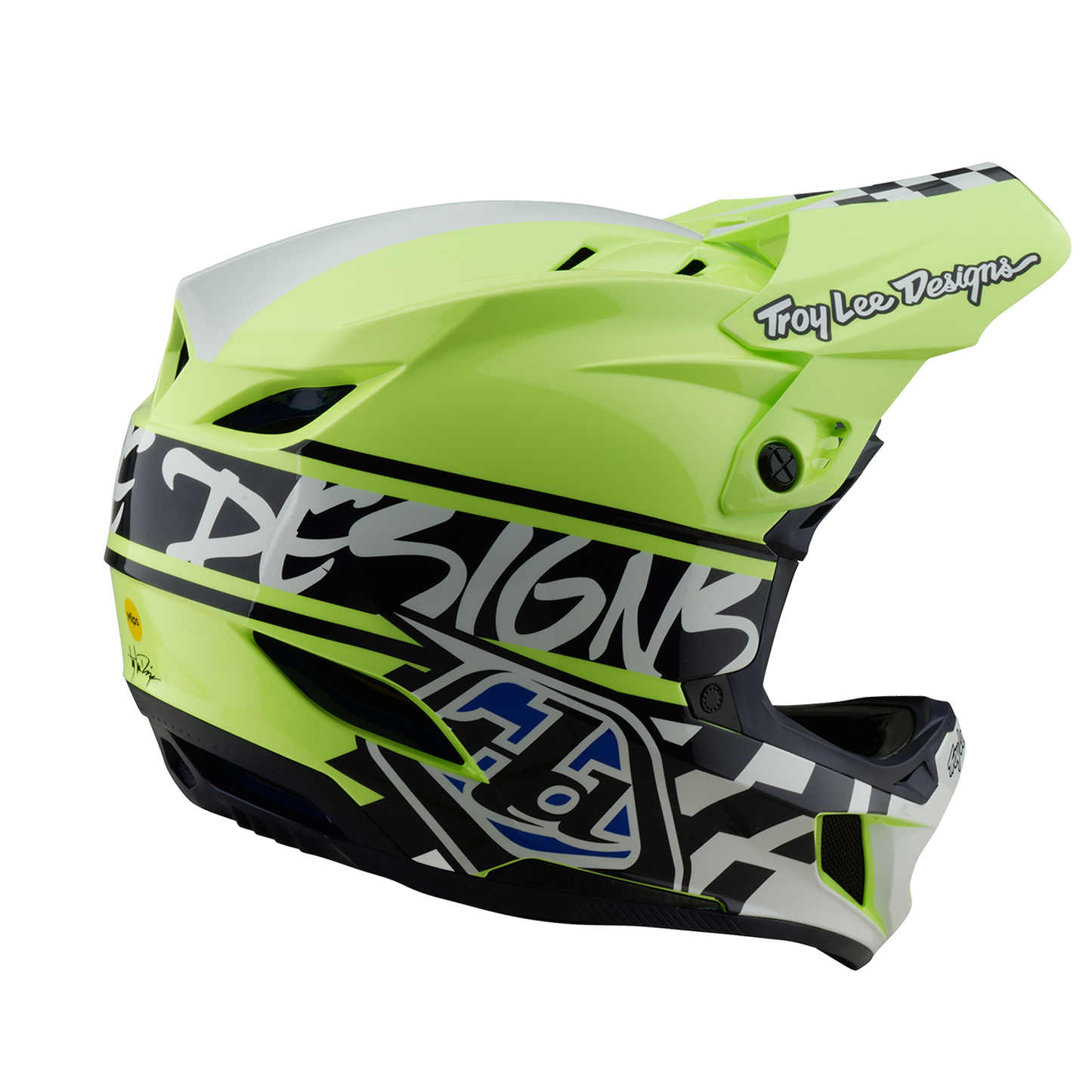 Troy Lee Designs D4 POLYACRYLITE MIPS FIFTY 50 MTB-kypärä Sininen/Keltainen