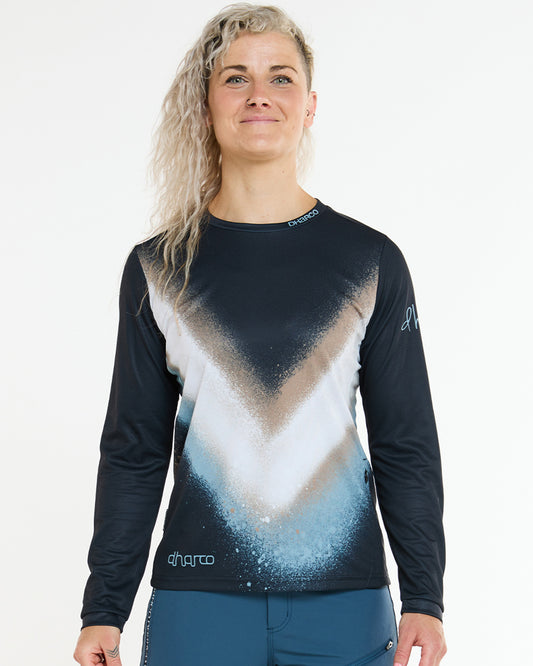 Naisten DHARCO GRAVITY GOLDEN STREAK pitkähihainen trikoo Musta/Sininen