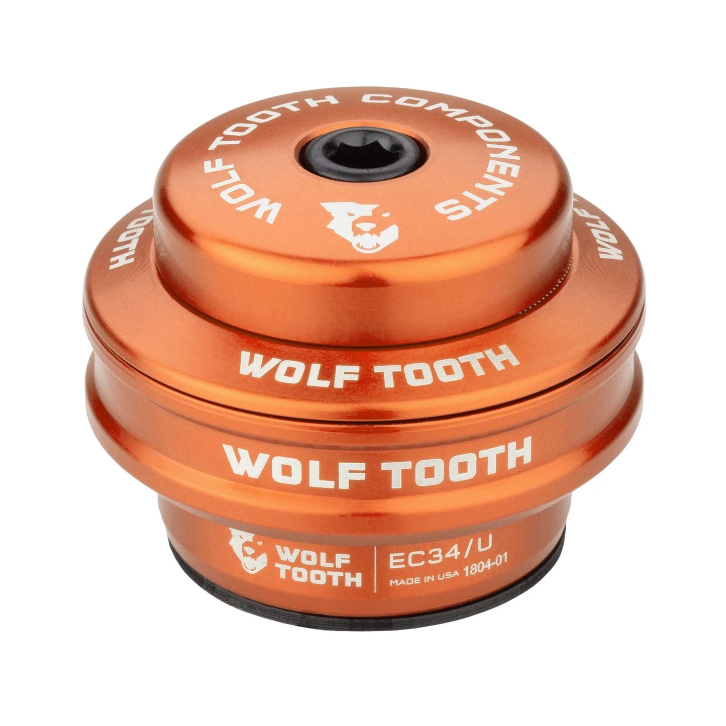Korkea ohjauslaakeri WOLF TOOTH PREMIUM 1"1/8 EC34 Stack 16 mm, oranssi