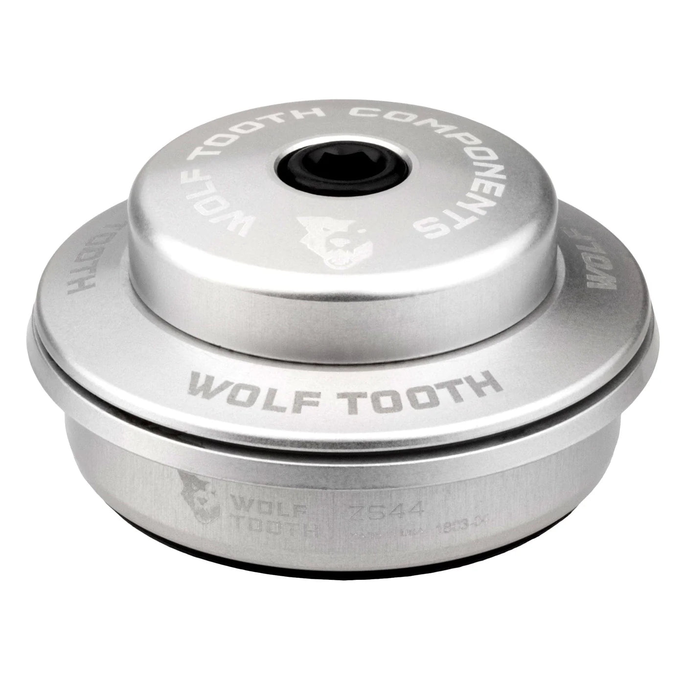 Korkea ohjauskuppi WOLF TOOTH PREMIUM -puoli-integroitu ohjauslaakeri, 1"1/8, ZS44, pino 6 mm, hopea