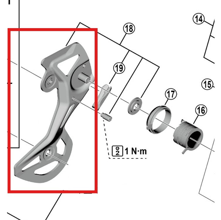 Ulkoinen kääntölaippa tyyppi SHIMANO GS RD-M8100