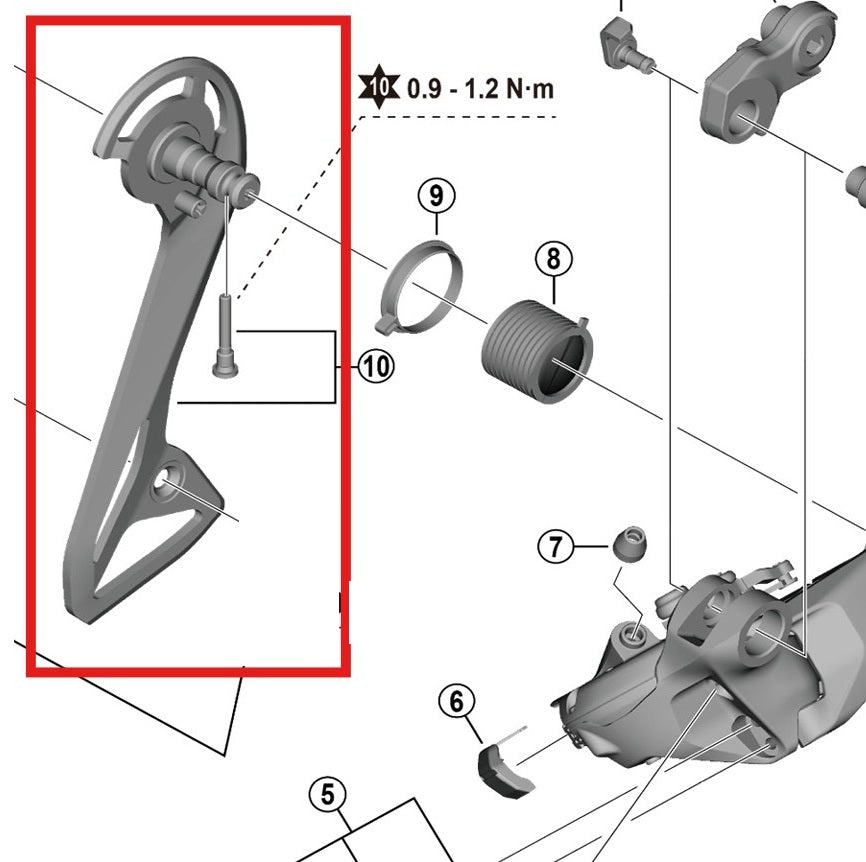 SHIMANO RD-R8150 Ulkoinen takavaihtajan häkki ja kiinnitysruuvit
