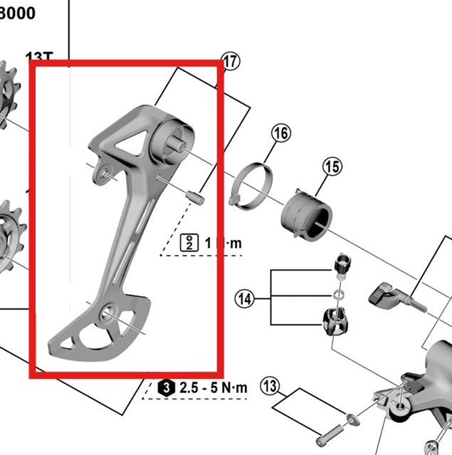 GS SHIMANO CUES U8000/U6000 Ulkoinen takavaihtajan häkki GS SHIMANO CUES U8000/U6000 Ulkoinen takavaihtajan häkki