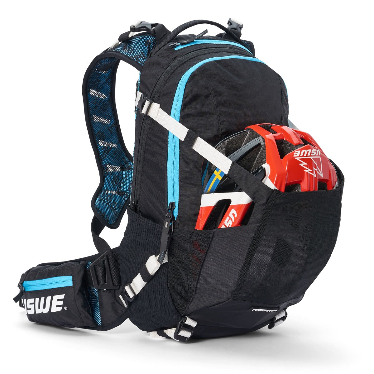 USWE FLOW 16 L reppu integroidulla olkahihnalla musta/sininen